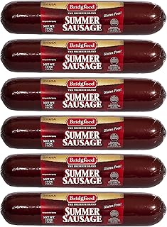 Bridgford Summer Sausage 16 oz Pack of 6 - Naturally Smoked Protein-Rich Keto-Friendly Shelf-Stable Snack - Great for Sausage Rolls and on Your Charcuterie Boards