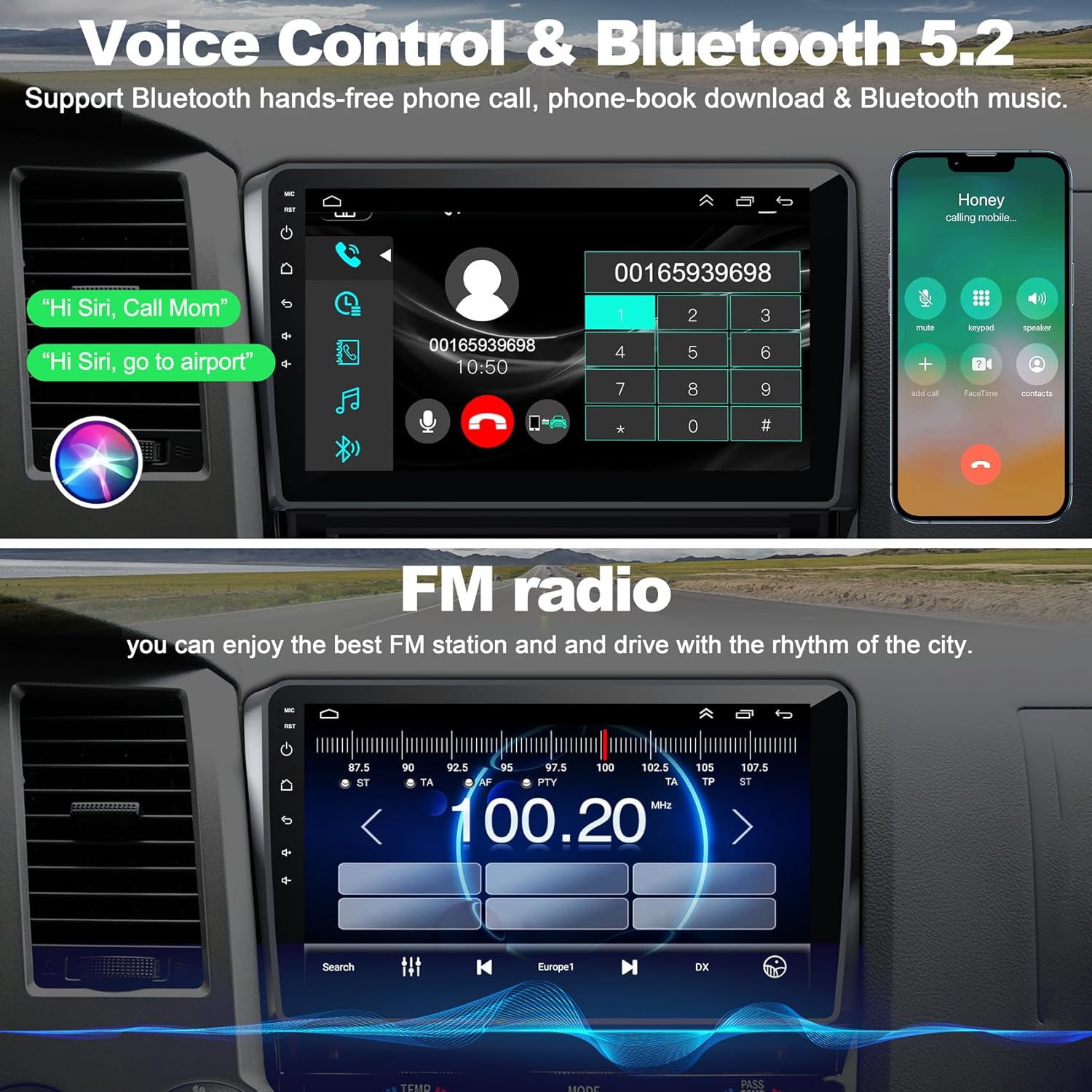 Upgrade Car Radio for Toyota Tundra 2007-2013 Sequoia 2008-2012,10.1" IPS Touch Screen 4+64GB Tundra Stereo with Wireless CarPlay & Android Auto GPS WiFi Voice Control Bluetooth 5.2 Mirror Link SWC FM