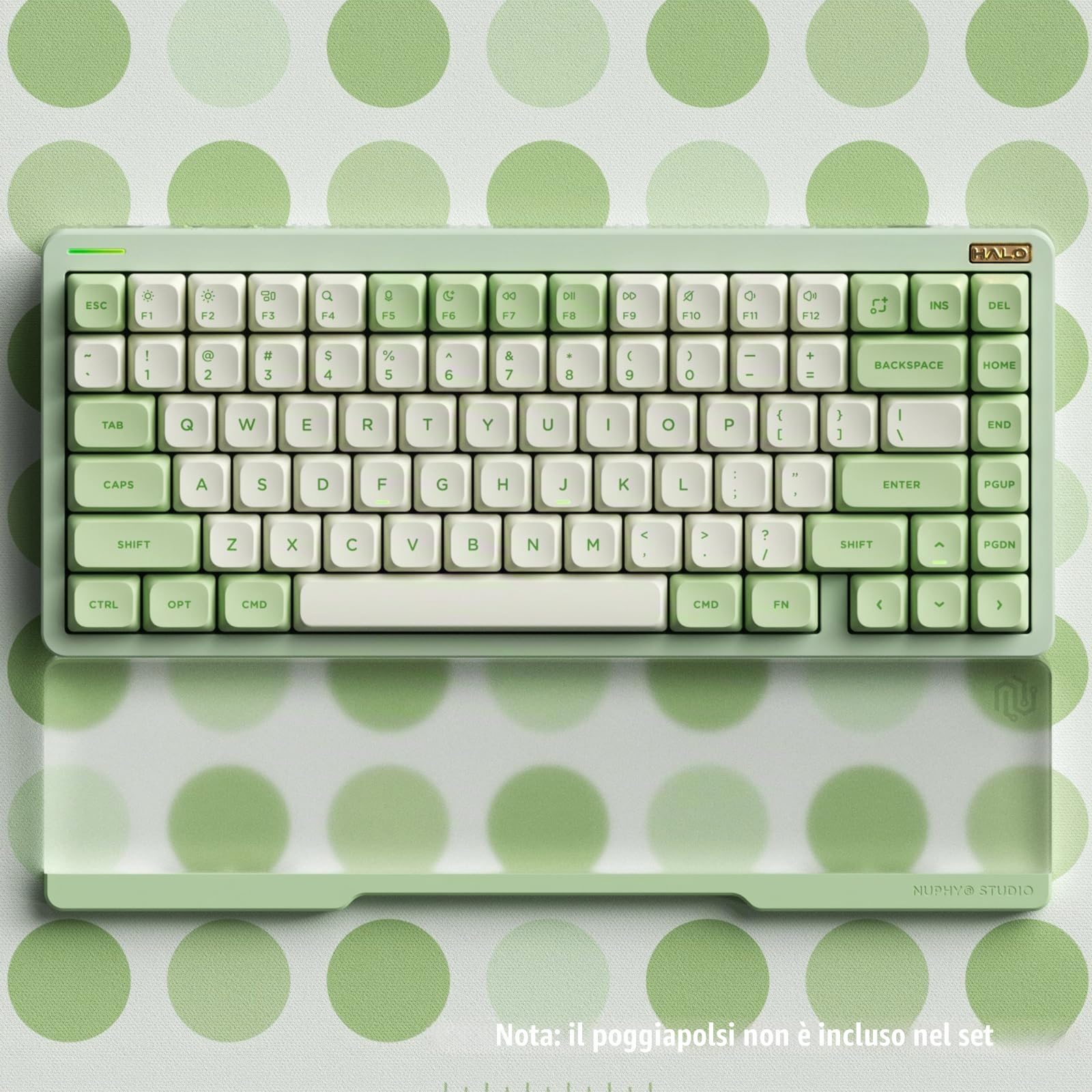 nuphy Halo75 V2 - Kyeboard da gioco, 75% wireless tastiera Bluetooth sostituibile a caldo, tastiera retroilluminata RGB 83 Kyes, compatibile con Bluetooth/2.4GHz/USB-C (verde, menta (37gf))