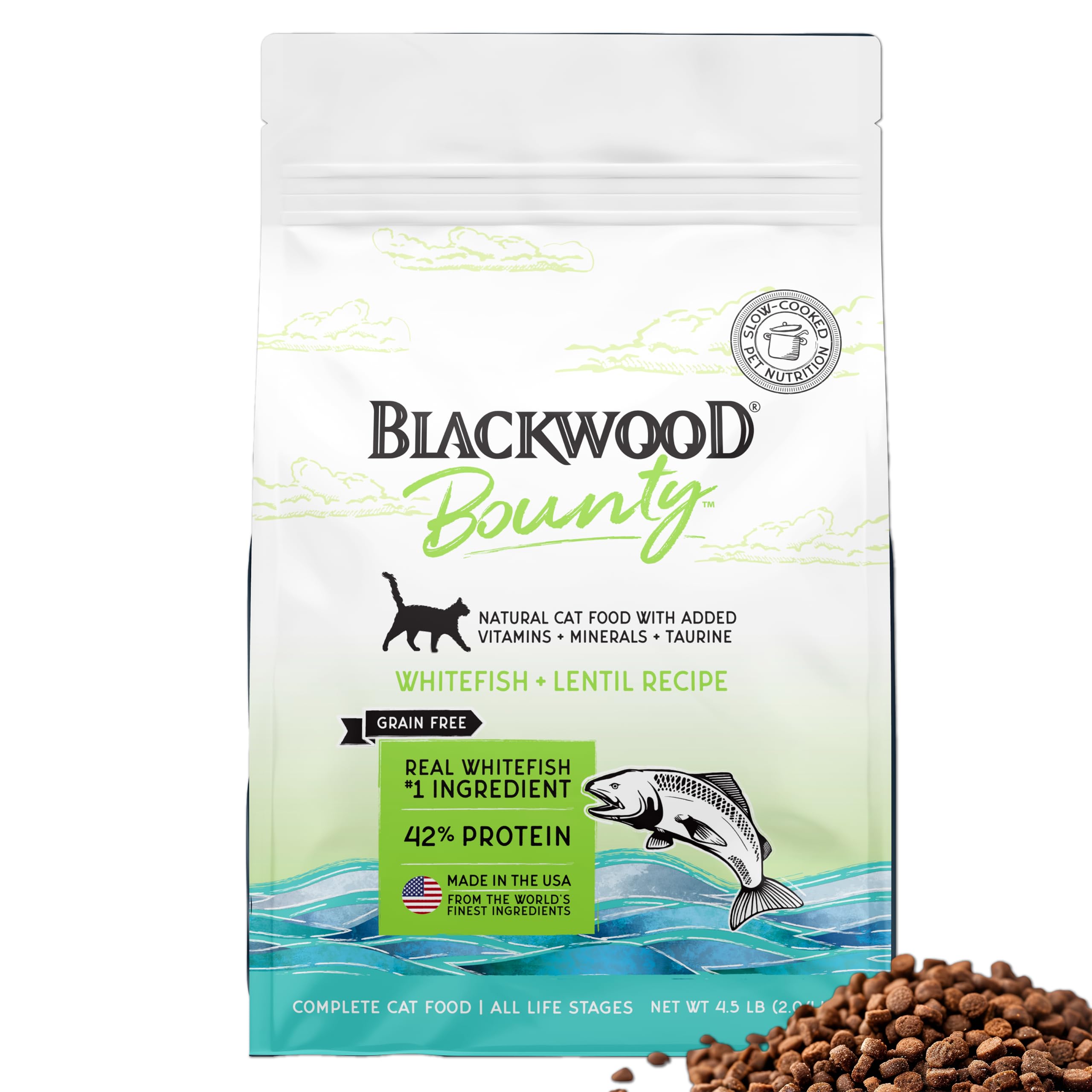 Blackwood Bounty Dry Cat Food, Whitefish &amp; Lentil Recipe, 4.5 lb