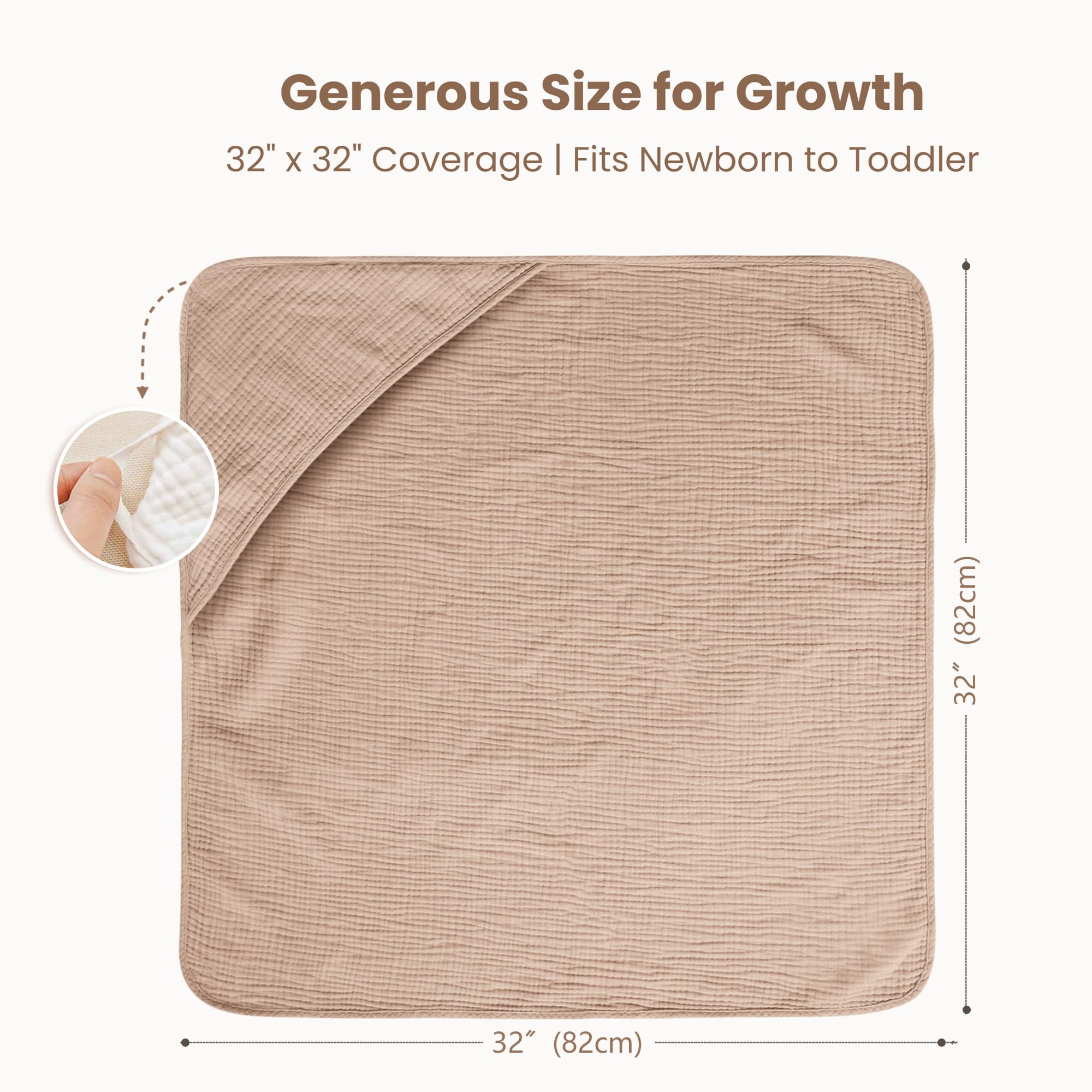 Konssy Paquete de 2 toallas de baño de muselina con capucha, 100 % algodón, toalla de baño suave con capucha para bebé, ultra absorbente, regalo para baby shower (camello, sol, 30 x 30 pulgadas)