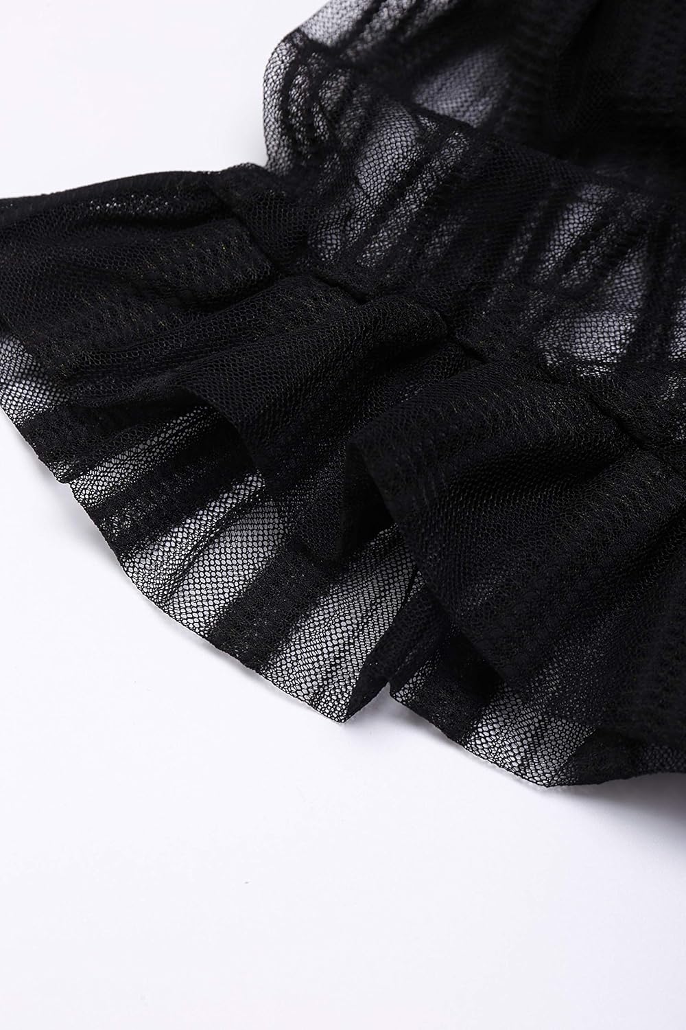 Women Sexy Lace Off Shoulder Mesh See Through Long Pleated Maxi Dress Club Party Gown - Image 6