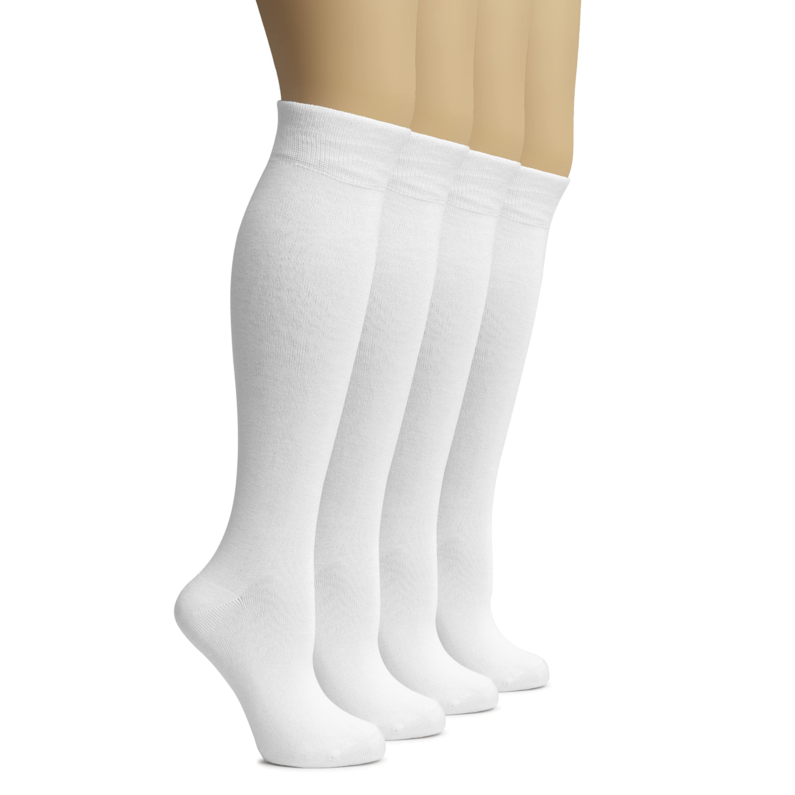 HUGH UGOLI Women's Knee High Socks, Comfort Seam Long Dress Bamboo Socks, Soft, Lightweight, Shoe Size 5-8/8-11, 4 Pairs