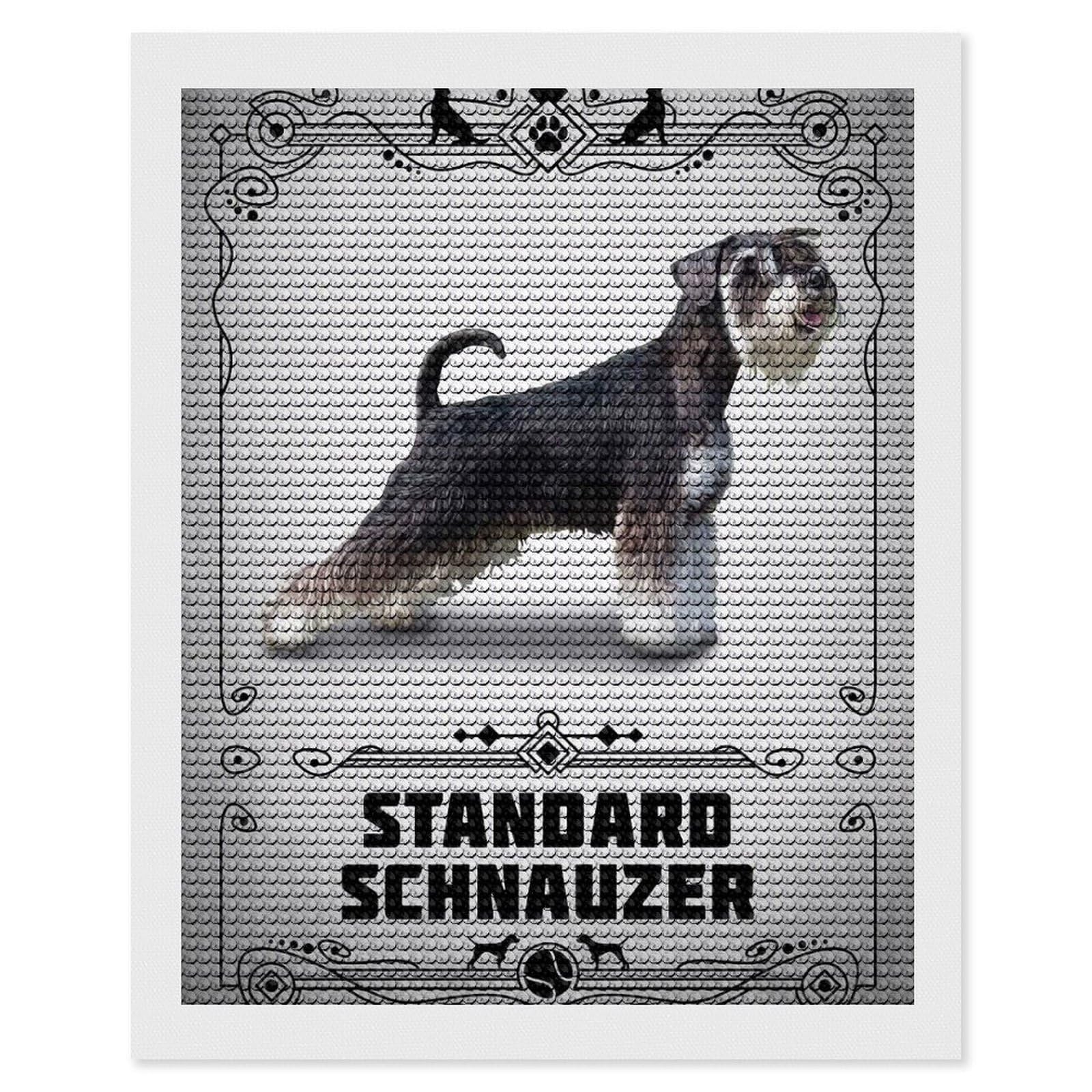 Junmoney Standard Schnauzer Diamond Art Kit 16"x20", Creative Leisure Activity, Complete Accessories, Vintage Style Decor, for Women