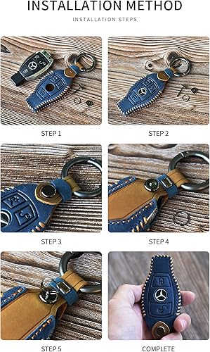 Miniatura 5 de HIBEYO Funda de cuero para llavero de 4 botones hecha a mano para Nissan March Quest Patrol Accesorios con llaveros, entrada sin llave, llave