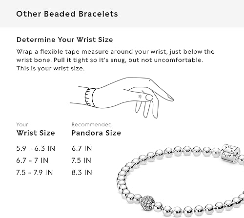 Miniatura 6 de PANDORA Pulsera de cuentas y circonitas cúbicas pavimentadas en plata de ley, 6.7 pulgadas, sin caja, Metal, Circonita cúbica