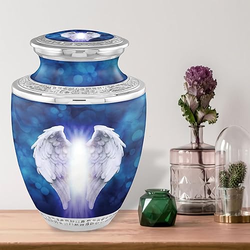 Miniatura 5 de Urnas de cremación de alas de ángel para cenizas adultas, hombres y mujeres, urnas decorativas funerarias hechas a mano para cenizas humanas para