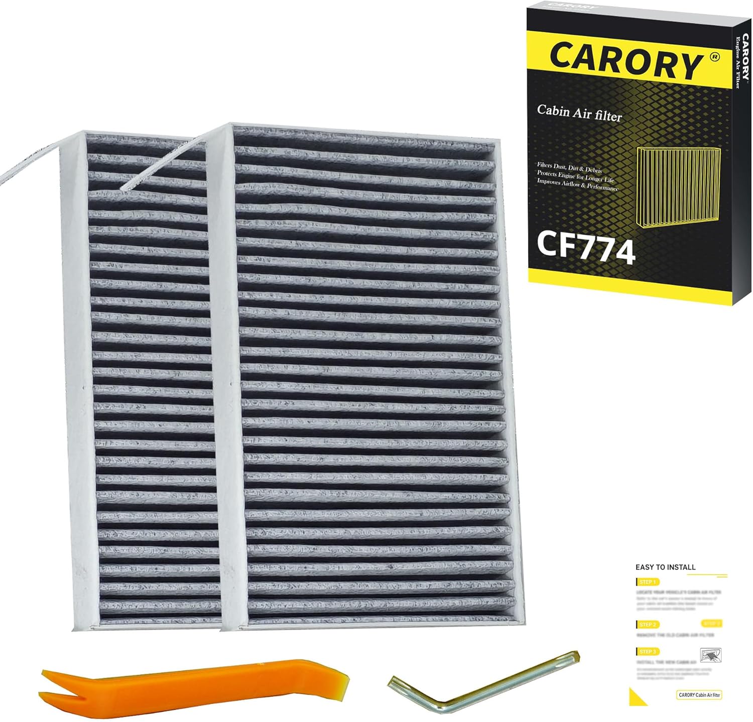 Cabin Air Filter w/Activated Carbon for Tesla Model 3 (2017-2025), Model Y (2020-2025), OE# 1107681-00-A, CF12774, XC11952C