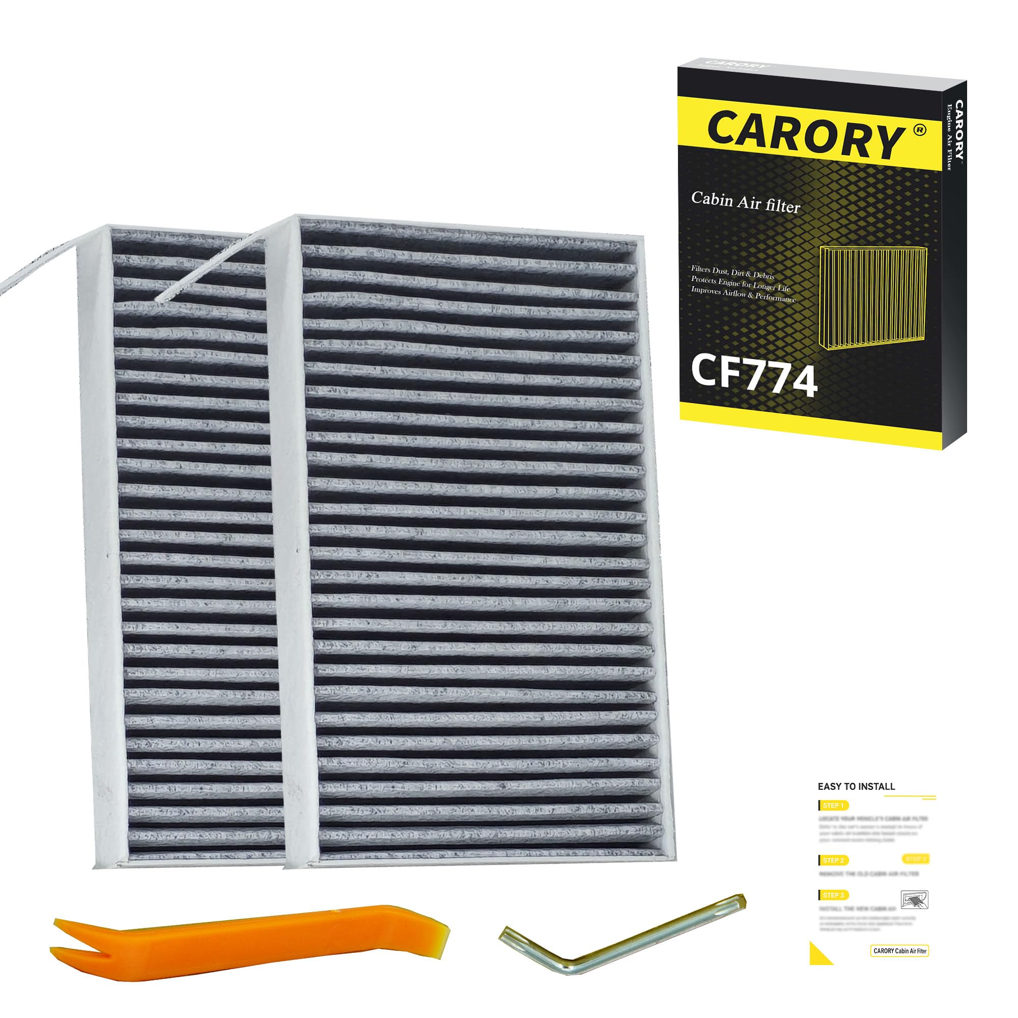 2PCS Cabin Air Filter with Activated Carbon for Tesla Model 3 (2017-2026), Model Y (2020-2026), OE# 1107681-00-A, CF12774, XC11952C, CF774