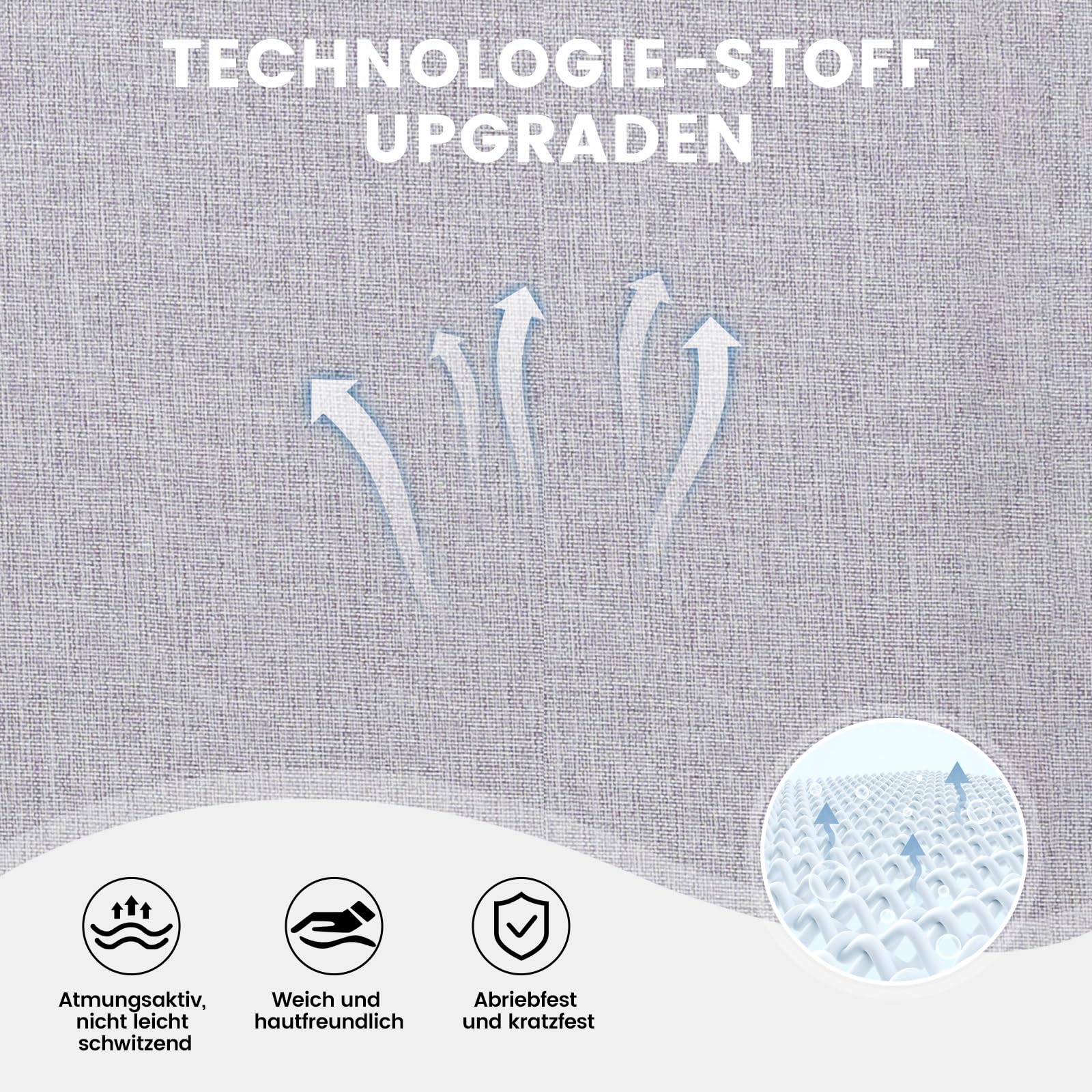 GTPLAYER Gaming Stuhl Stoff, Gaming Sessel mit Taschenfederkissen, ergonomischer Drehstuhl, Gamer Stuhl mit Fußstütze,150 kg Belastbarkeit, hellgrau