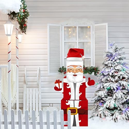 Miniatura 5 de Cajas de Navidad para decoración de 7 piezas, cajas apilables, cajas de regalo de Papá Noel con tapas, cajas de anidación de Navidad para decoración