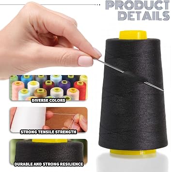 Teal Blue Polyester Sewing Thread, 4-Pack 12,000 Yds, for Serger & Quilting