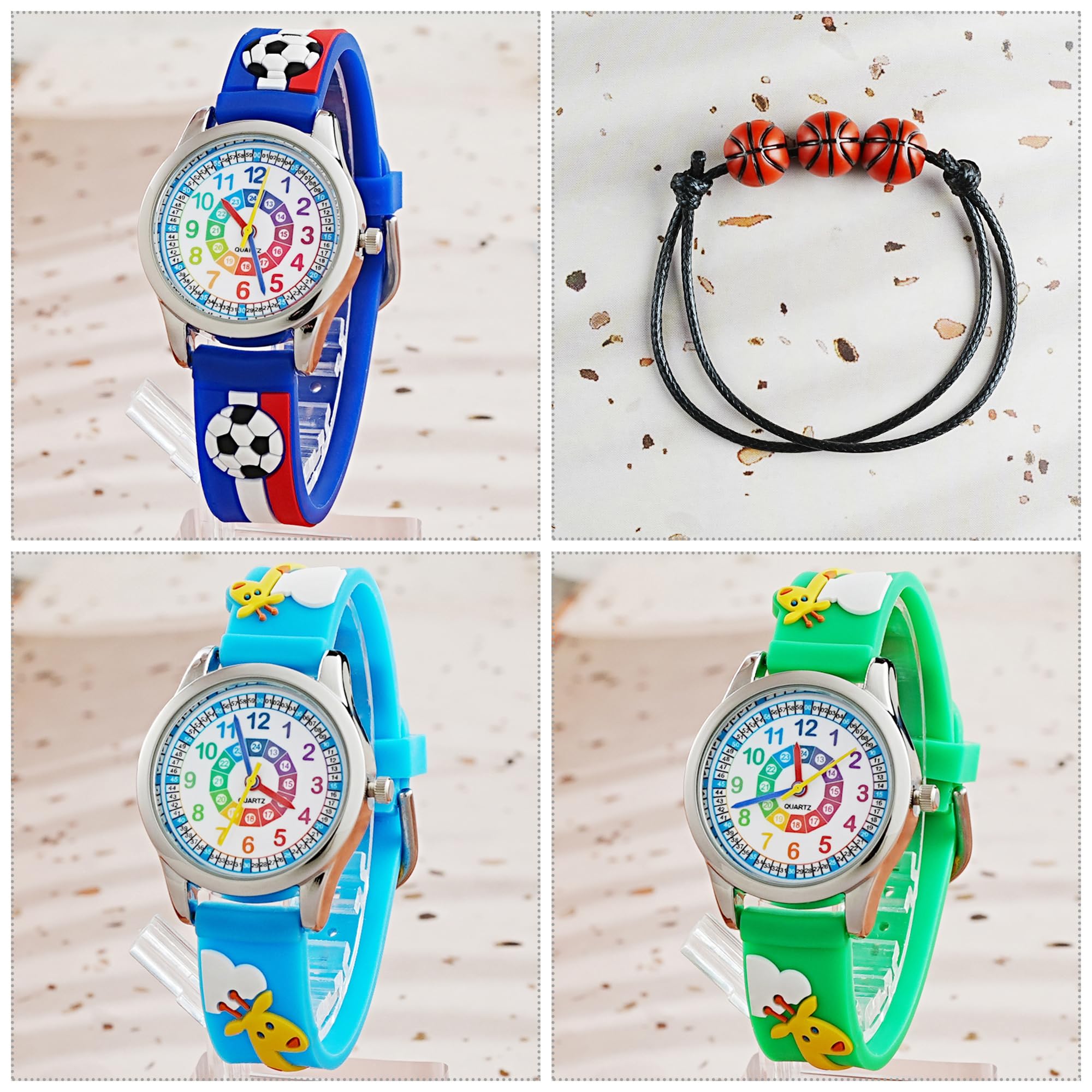 Reloj Educativo Pulsera Niños 3-10 Años 3D Cartoon Correa Silicona Cuarzo Analógico