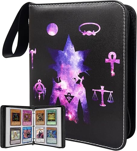 4-Pocket Trading Card Binder for Cards,Fits 50 Sleeves up to 400 Cards,Waterproof 3 Ring TCG Card Album with Removable Sleeves