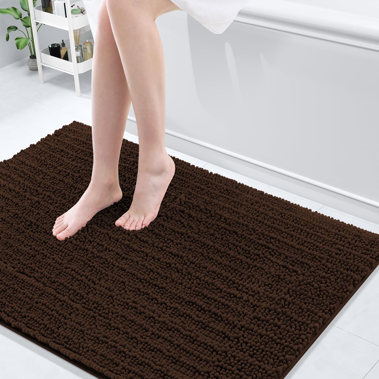 Arotive Luxury Chenille Bathroom Rug Mat, Extra Soft Thick Absorbent Shaggy Bath Rugs, Non-Slip Machine Wash Dry, Plush Bath Mats for Bathroom, Shower