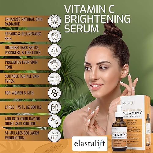 Miniatura 7 de Elastalift Suero facial de vitamina C para manchas de edad arrugas y líneas de expresión Suero facial antienvejecimiento con vitamina C y ácido