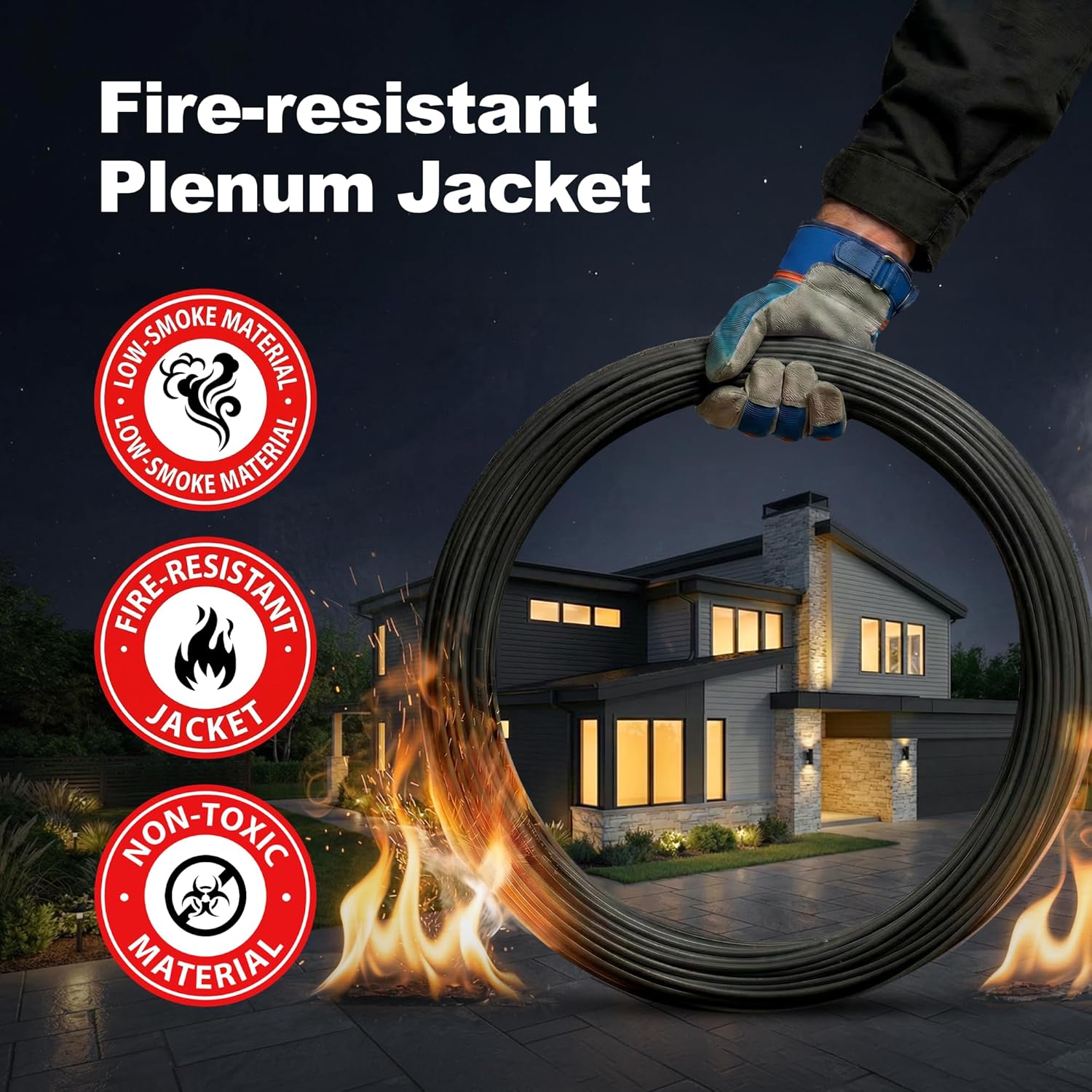 Big-A - Plenum Ethernet Cable 1000ft, Bulk Cat5e Cable (CMP) Gigabit Solid Network Wire, 350MHz Cat5e Ethernet Cord, Unshielded Twisted Pair (UTP) - Black