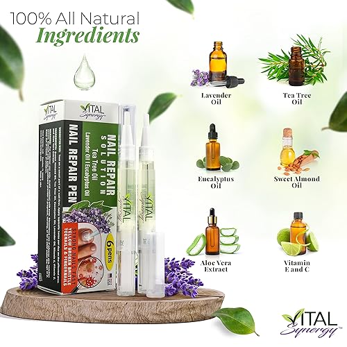 Miniatura 2 de Vital Synergy Solución de reparación de uñas de aceite de árbol de té natural, tratamiento de uñas para uñas de los pies y uñas de los pies,