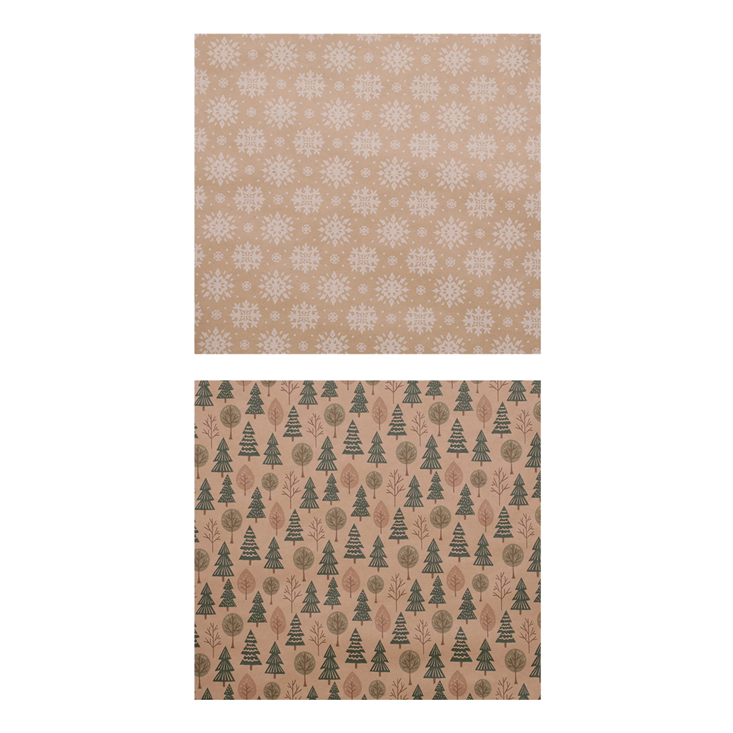 Geschenkpapier 50er Pack 4 Motive à 6 Stück | Papier natur 70x200cm | Geschenkpapierrolle Geschenkverpackung (1 x 50er Pack Geschenkpapier nature)