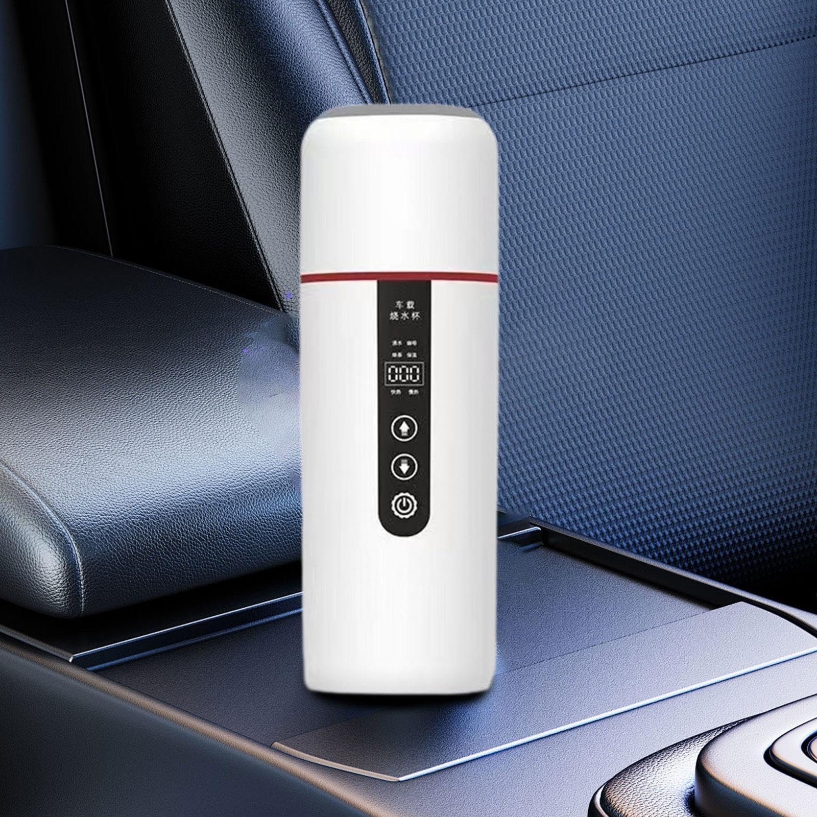 Taza Térmica Portátil para Coche de 12V/24V, Ideal para Té, Bebidas, La Escuela, El Trabajo, Blanco, Individual