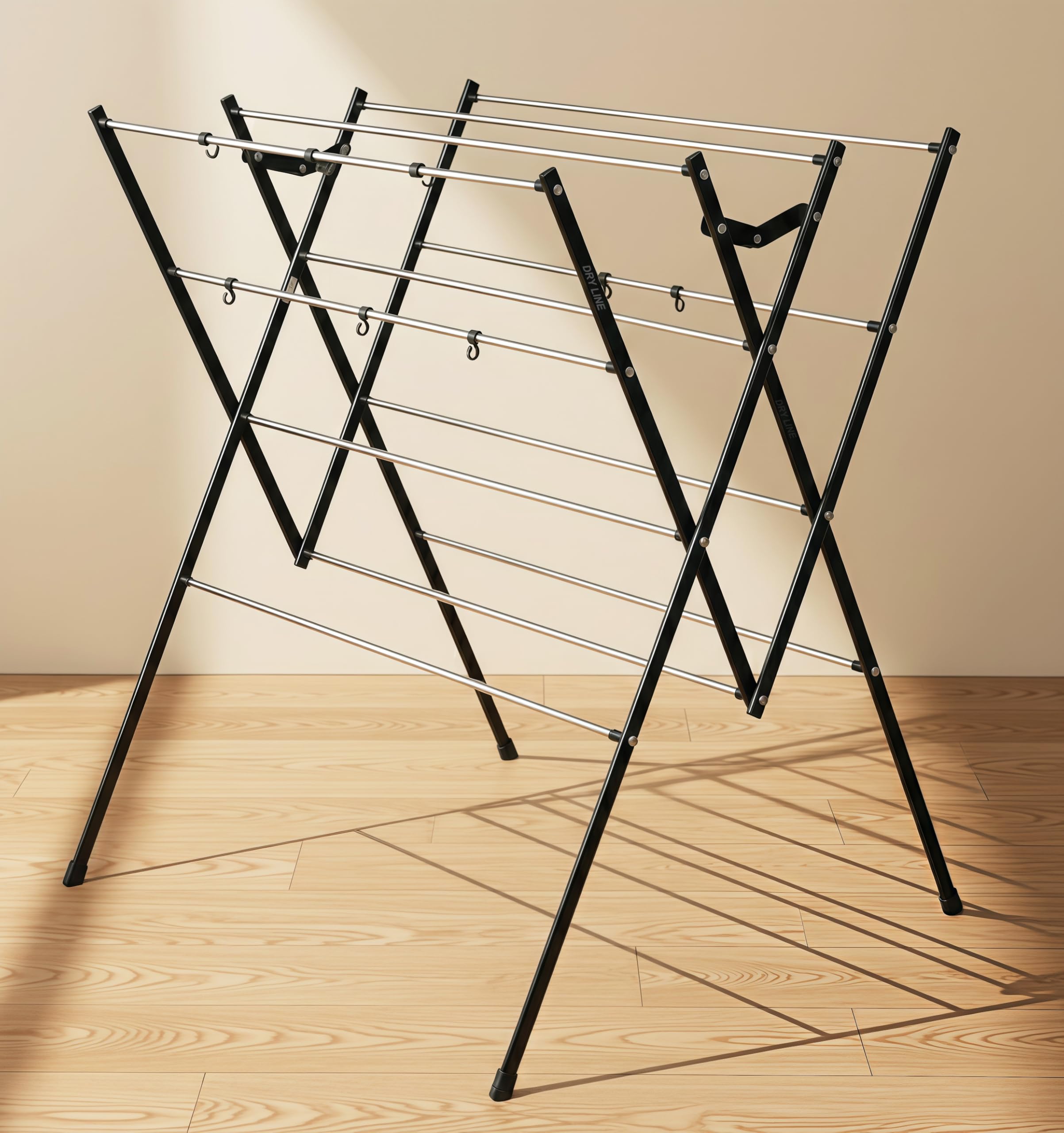 DRY LINE Basic - Folding Cloth Drying Stand/Cloth Dryer Stand with Stainless Steel RODS-Rust Proof/Made in India