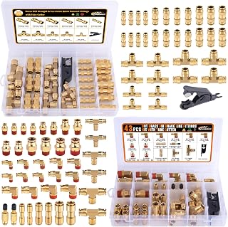 CheeMuii 78-Pc Brass DOT Air Line Fittings Kit: 43+35 Push-to-Connect & NPT Thread Fittings for Air Brakes, 800 PSI, DOT Approved
