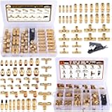 CheeMuii 78 Pcs Brass DOT Air Line Fittings Kit Push Lock DOT Air Fittings 2-in-1 43+35 Pcs Push to Connect Fittings NPT Thread & Quick Connect Air Hose Fittings Assortment