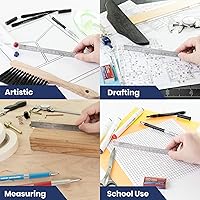 Vista 6 de Pacific Arc Regla de acero inoxidable de 6 pulgadas con mesa de conversión métrica/pulgadas, paquete de 2