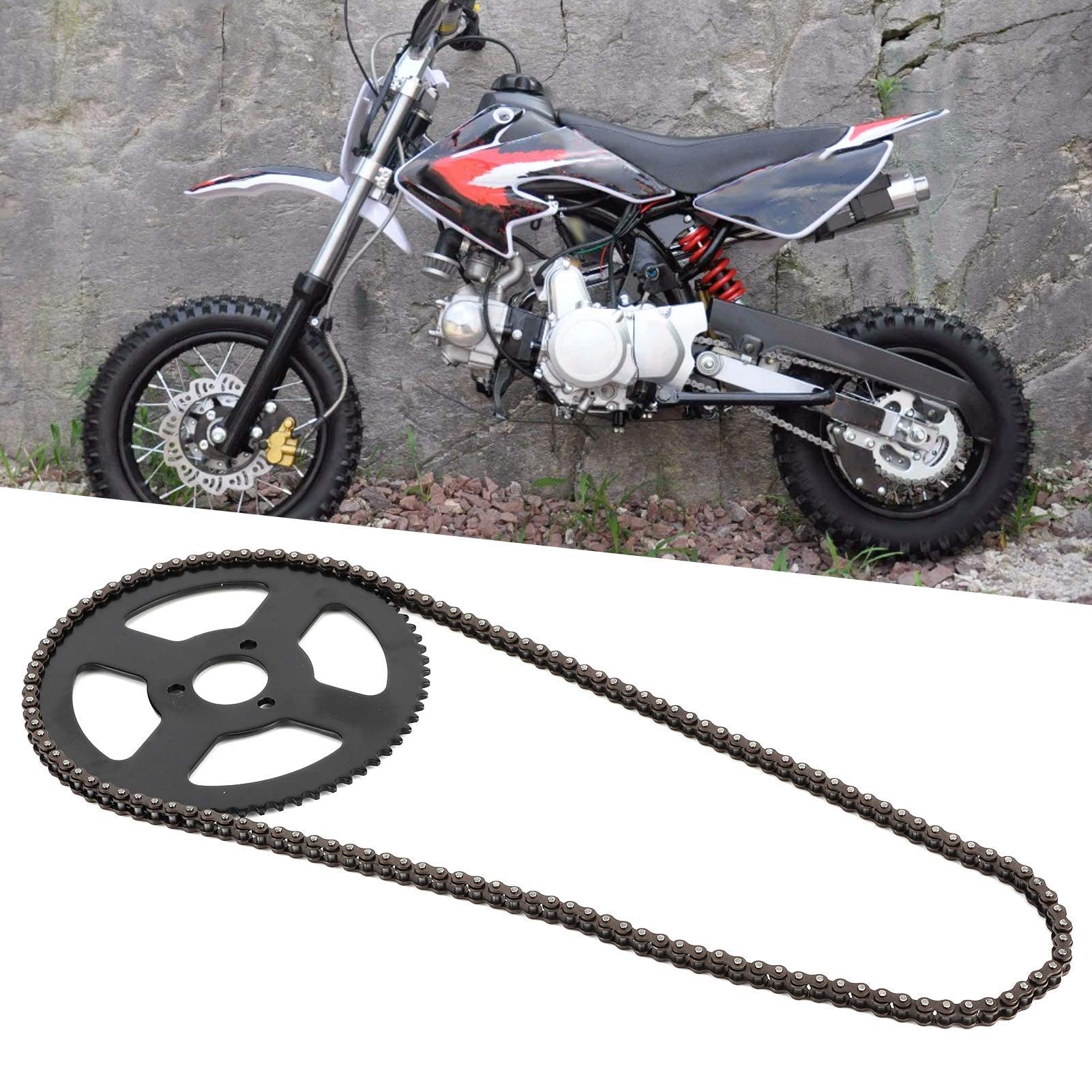 Mini Moto Catene, 25H Catena 144 Maglie Pignone Albero a 2 Tempi per Mini Moto Elettrica Pocket Bike ATV Quad Accesso, Diametro del Pignone Circa 5,5 pollici