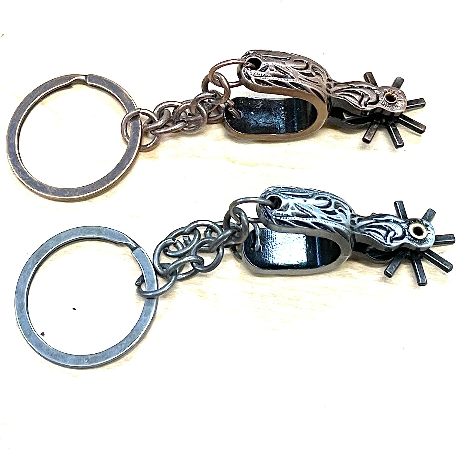 Sureg Western Horse Cowboy Spurs Keychain Set of 2 Spinner Rowel Design