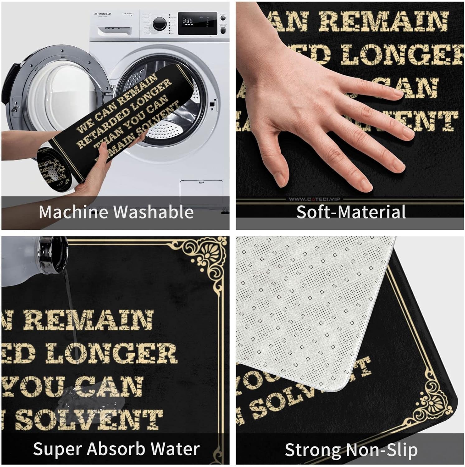 Doormat Indoor Entrance Funny We Can Remain Retarded Longer Than You Can Remain Solvent Doormat Kitchen Farmhouse Rug Farmhouse Front Door Mat(Size:65X90CM), Colour, BCPYBCMPB-COLOUR-65X90CM