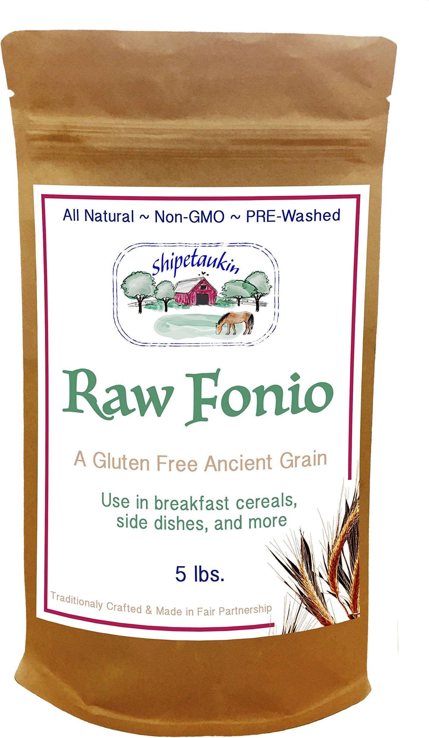 Shipetaukin Raw Fonio Gluten Free Lectin Free Ancient African Whole Grain Supergrain, 5 Lbs.
