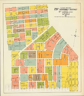 Historic Map : Election Precincts. 29th Assembly District and Part of 5th Congressional District. 1916 - Vintage Wall Art - 32in x 36in