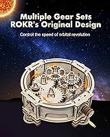 Vista 4 de ROKR 3D Wooden Puzzles for Adults-Orrery Solar System Model Kit-Crafts for Adults Teens-Gift for Father's Day