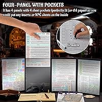 Vista 4 de CZYY DND Pantalla de Dungeon Master de Cuatro Paneles con Bolsillos, Cuero Sintético con Relieve 3D con Cthulhu - Incluye Insertos de Pantalla DM