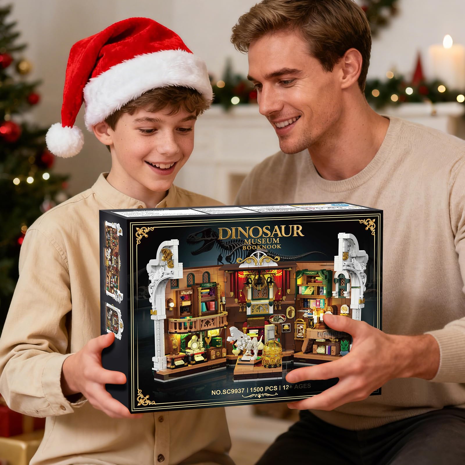 INSOON Book Nook Museo de Dinosaurios con Luz para Adultos y Jóvenes | Book Nook DIY con museo de dinosaurios, casa en miniatura decorativa para estantería, regalo, 1500 piezas
