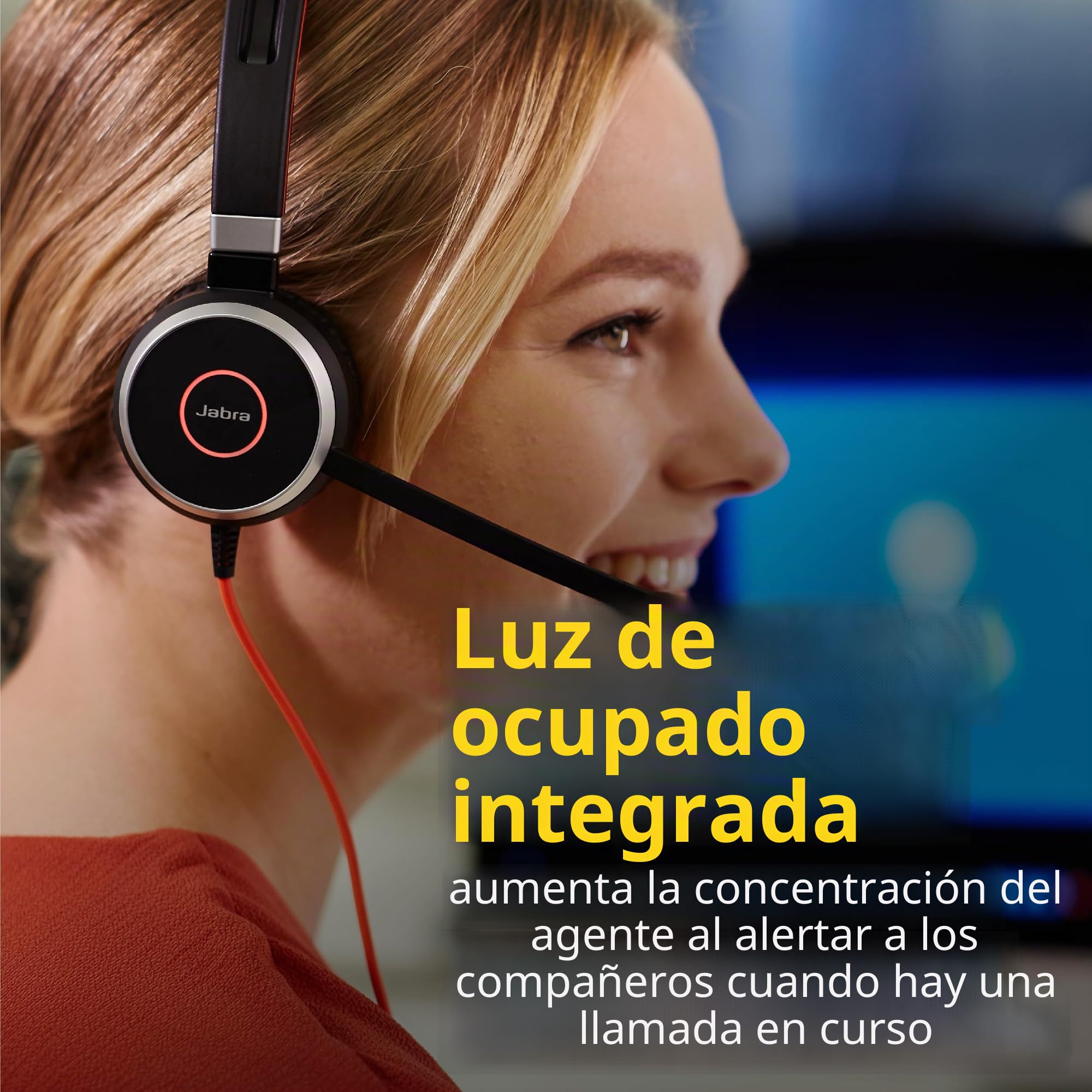 Jabra Evolve 40 MS - Auricular Monoaural Certificado por Microsoft para VoIP Softphone - Cancelación Pasiva de Ruido - Cable USB-A con Unidad de Control - Negro