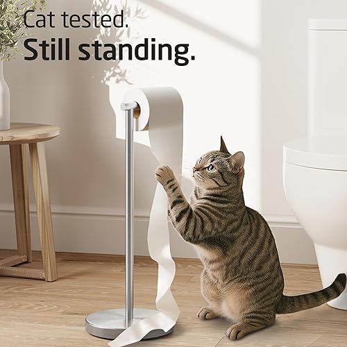 Miniatura 4 de KES Soporte de papel higiénico SUS 304 Acero inoxidable Pedestal a prueba de óxido Soporte de rollo de papel de tocador Soporte de piso Moderno