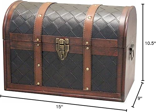 Miniatura 8 de Vintiquewise Cofre del tesoro de cuero de madera (TM)