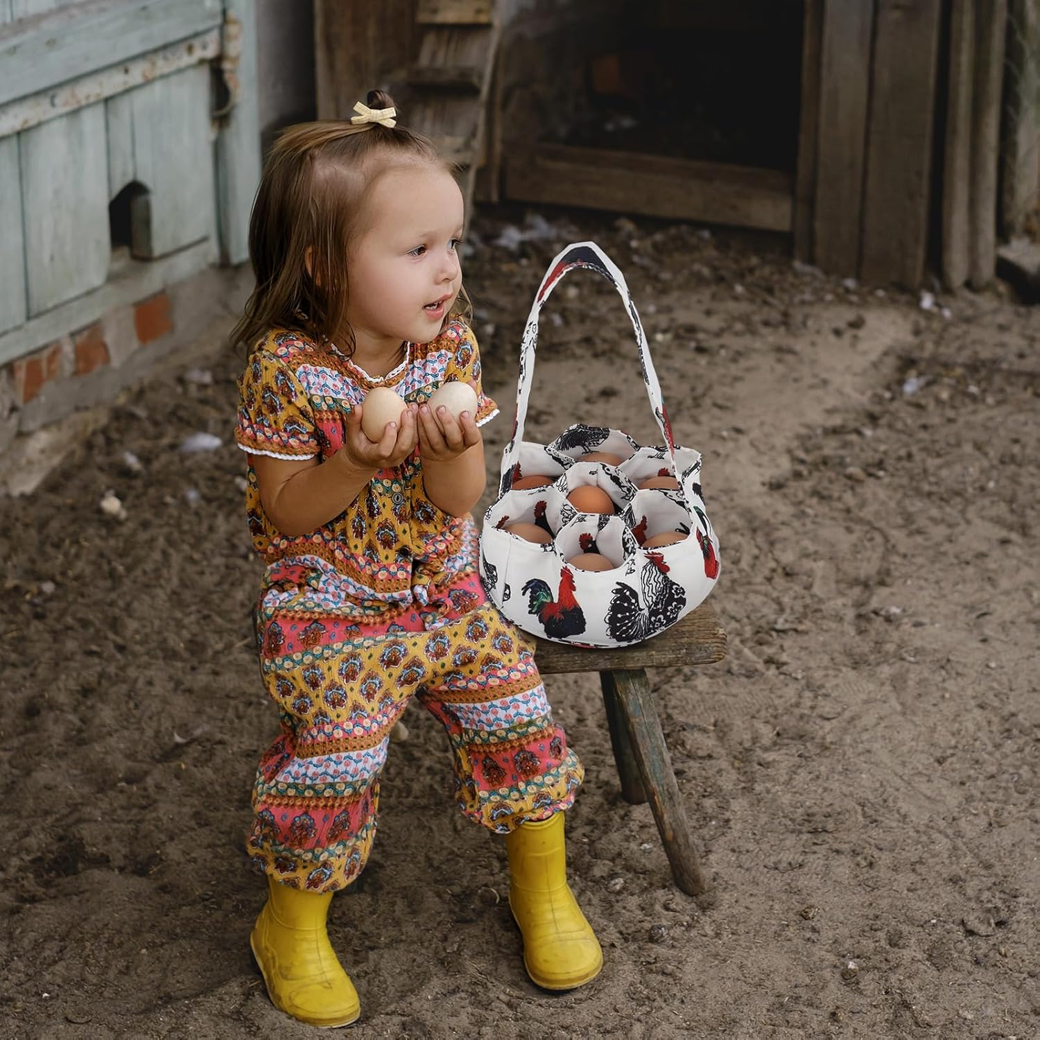 Egg Collecting Apron and Basket, 12 Deep Pockets Chicken Apron and 7 Deep Pockets Basket - Image 7
