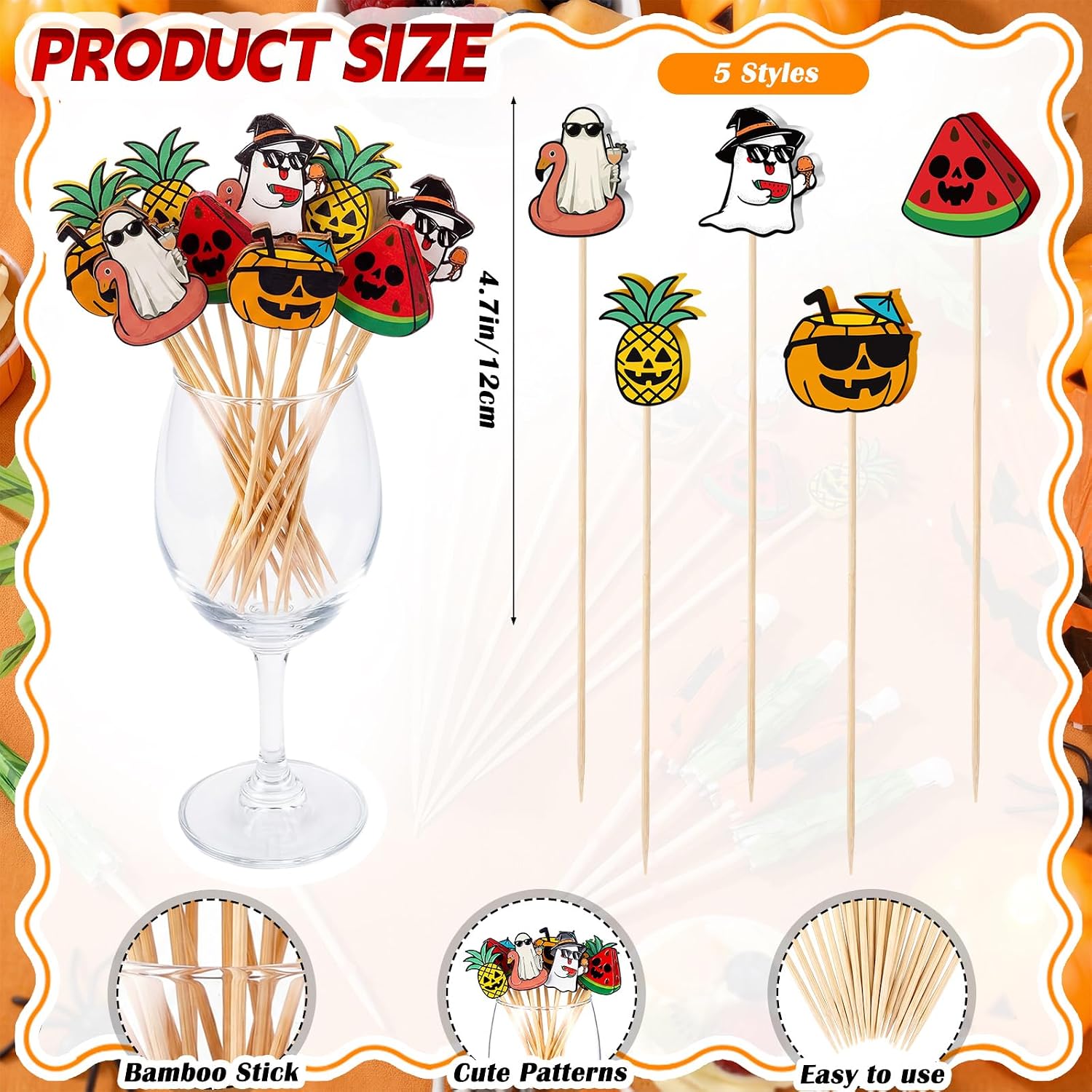 Remerry 160 Pcs Halloween Cocktail Drink Accessories Party Toothpicks Decor