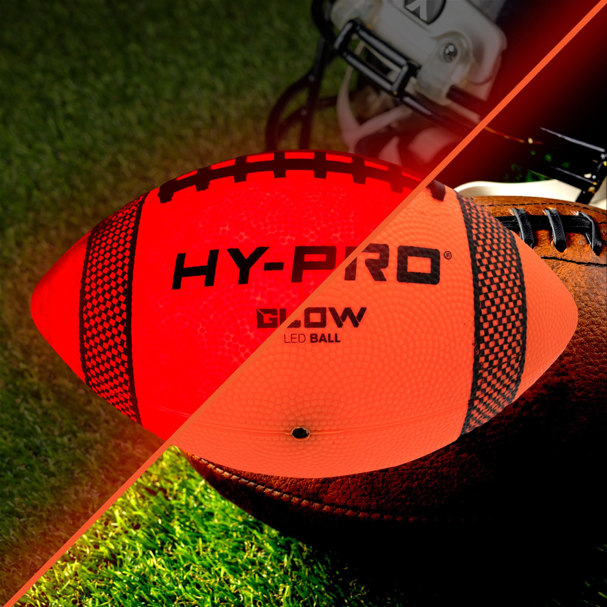 Hy-Pro LED American Football Ball mit Pumpe – Größe 6 Leucht-Sportball für Nachtspiel – American-Football-Socken, Geschenke & TrainingsausrüStung für Junioren und Erwachsene