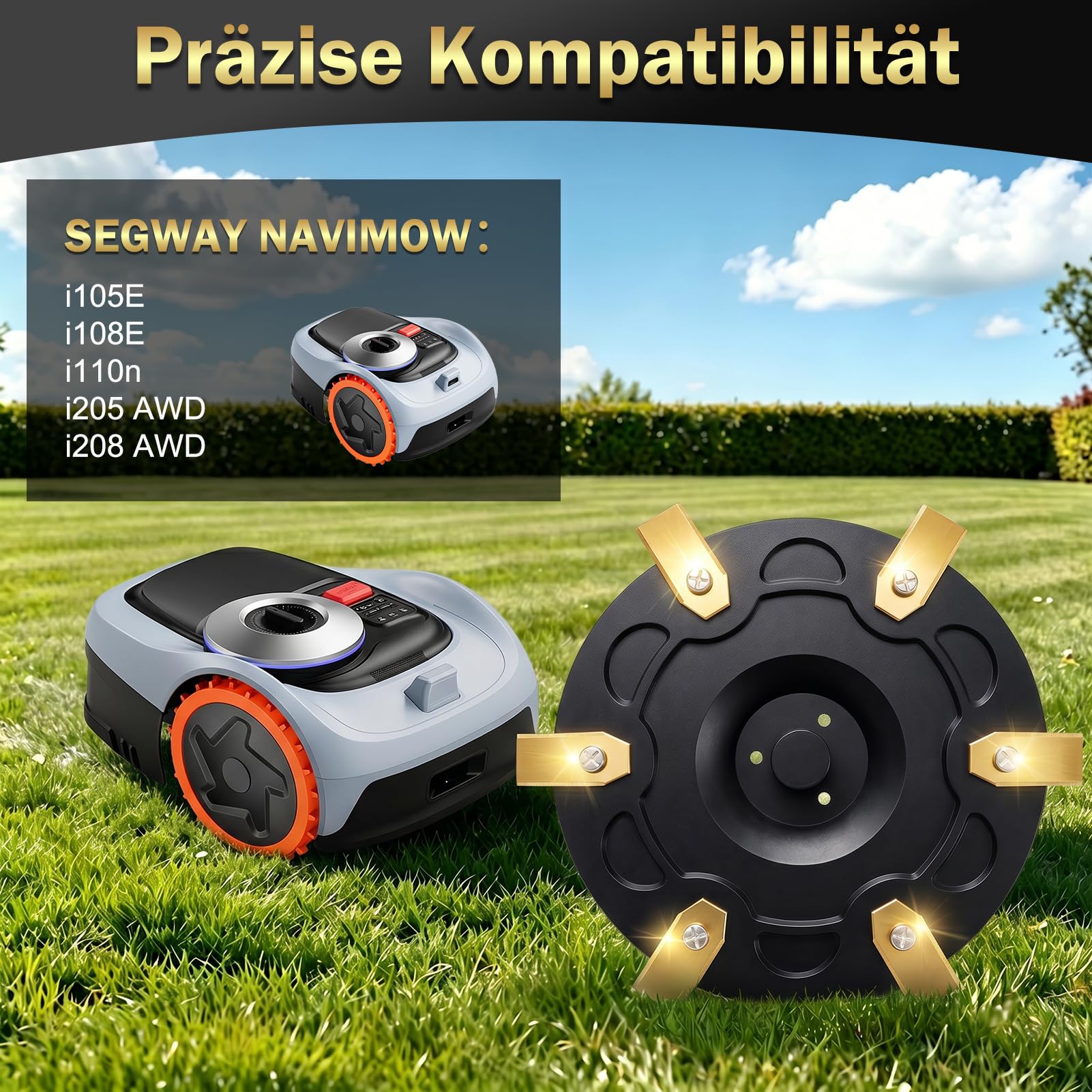 Talerz nożowy z 6 nożami kompatybilny z Segway Navimow i105E, i108E, i110n, i205 AWD, i208 AWD robot koszący, tarcza tnąca robota trawnikowego, obrotowa tarcza
