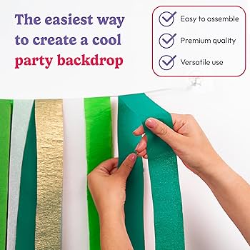 Hanging Crepe Paper Streamer Decoration, Green, 81-ft, St
