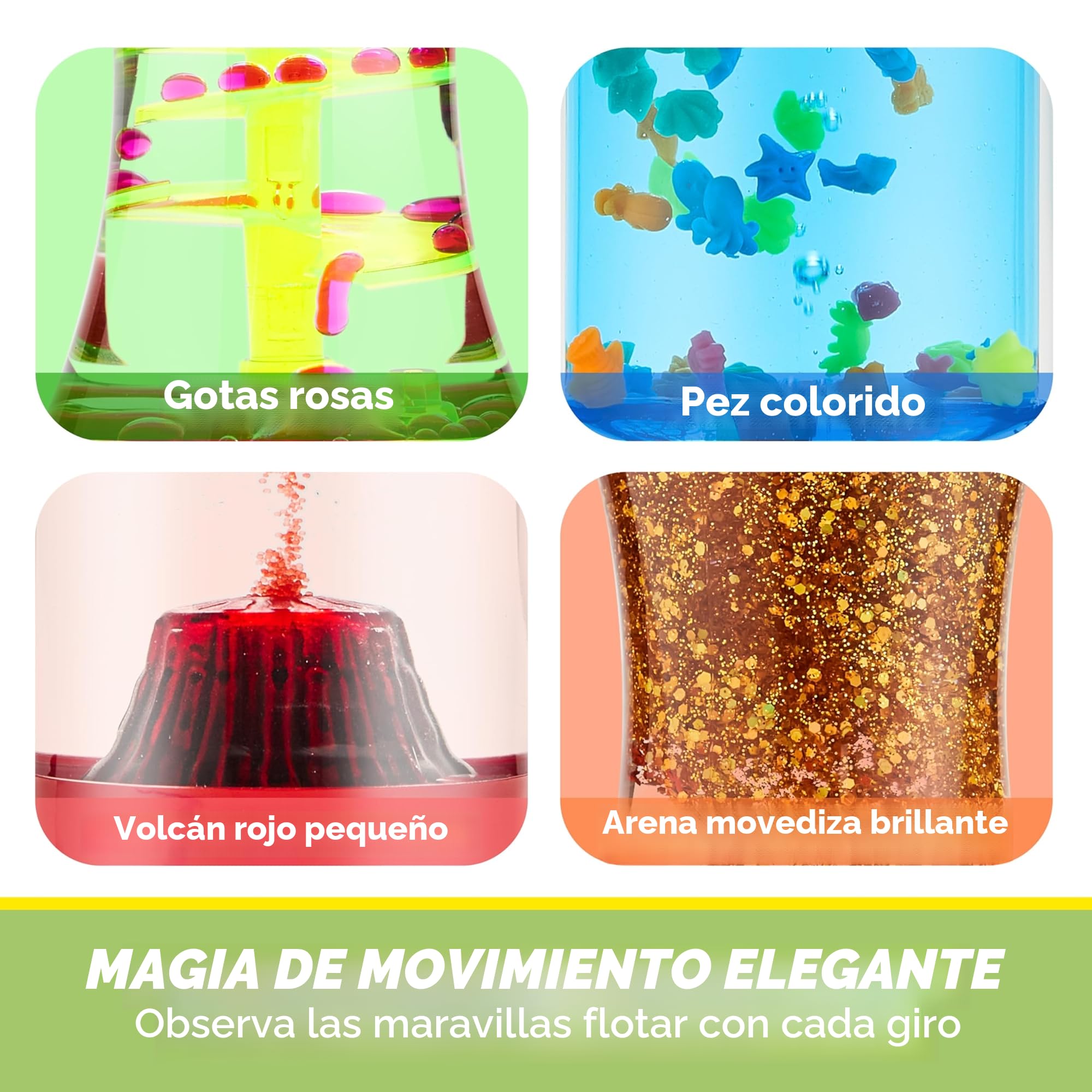 JOYIN 4 Tubos antiestrés, Juguetes sensoriales de descompresión Intelectual, Gotas Coloridas y Forma cómoda, recursos de Aprendizaje Emocional para niños para concentrarse y calmar 3+