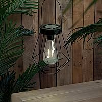 Vista 2 de Northlight Linterna solar colgante al aire libre geométrica negra de 7.5 pulgadas con mango