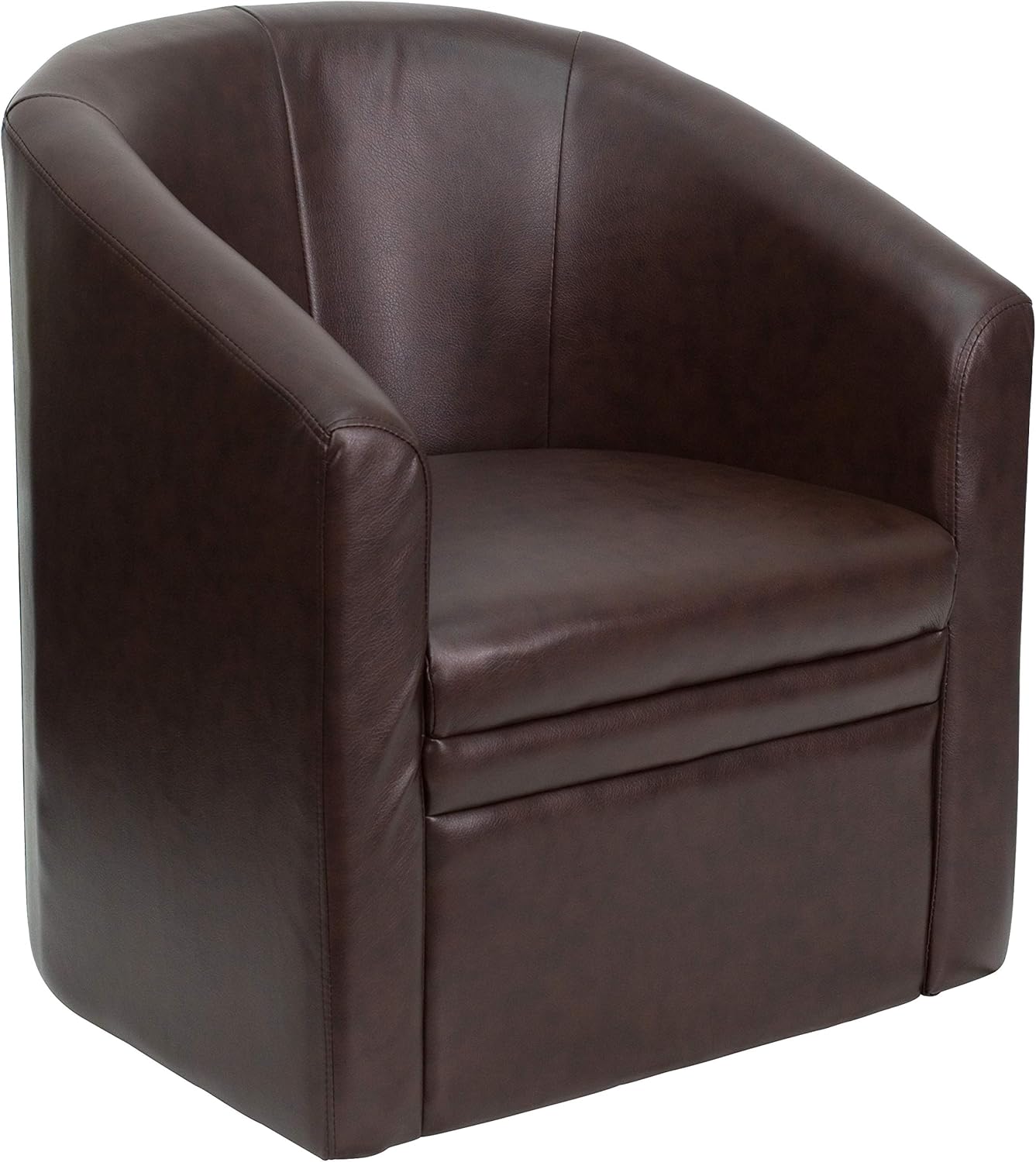 EMMA + OLIVER Brown LeatherSoft Barrel-Shaped Guest Chair