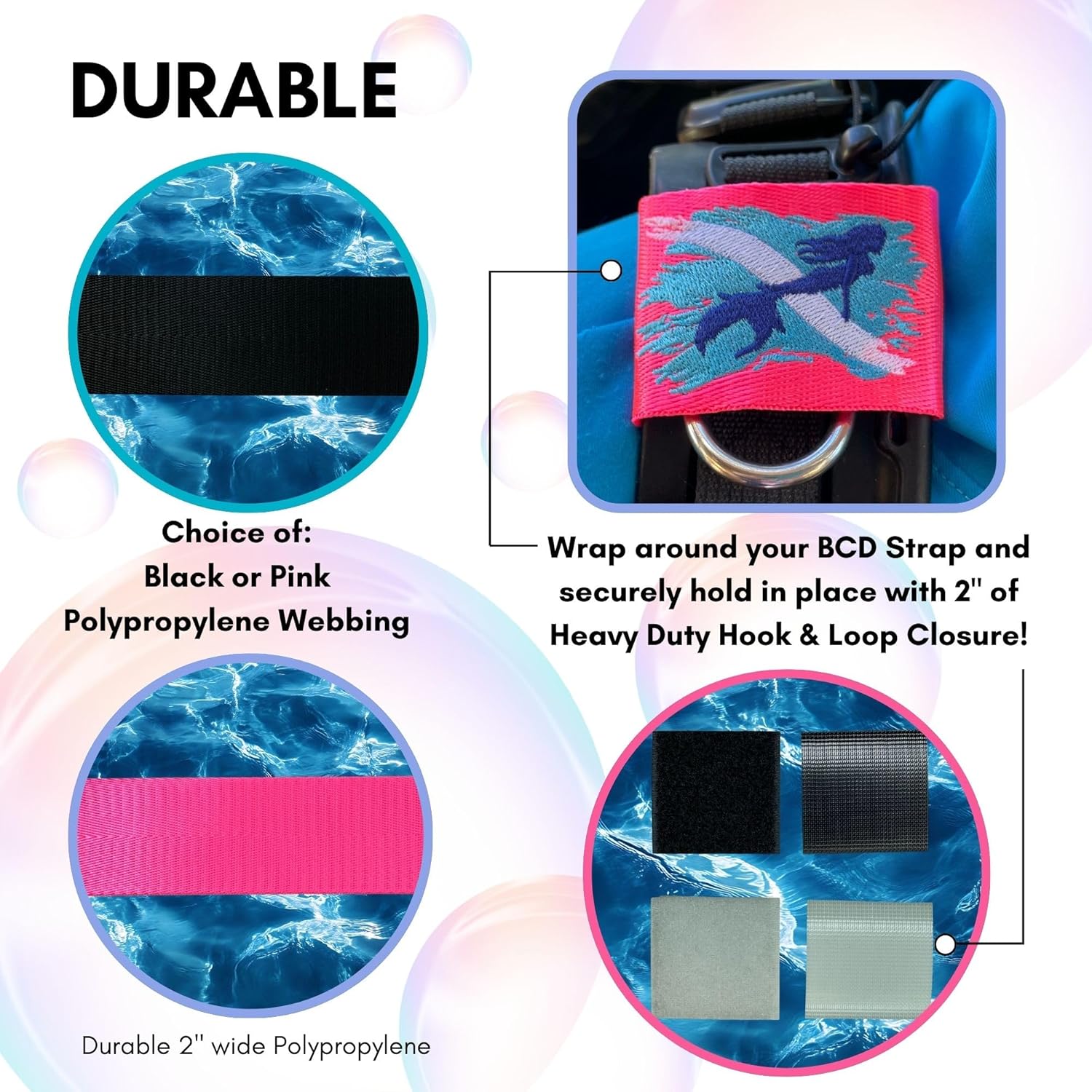 BCD Name Tag - Personalized Embroidered Scuba BCD Tag for Divers, Waterproof Dive Gear Identification - Blue Tang Reef Fish