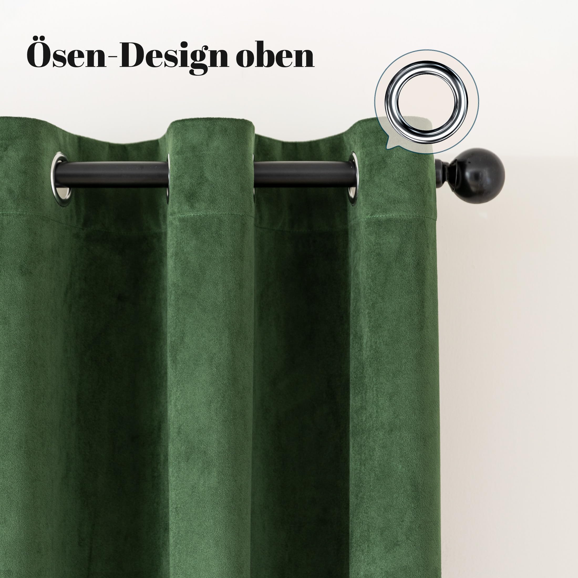 Sonive 100% Blickdichte Vorhänge mit Ösen Gardinen 2 Stück H137xB145cm | Thermovorhänge Samtvorhang Verdunkelungsvorhänge für Schlafzimmer Wohnzimmer Grün