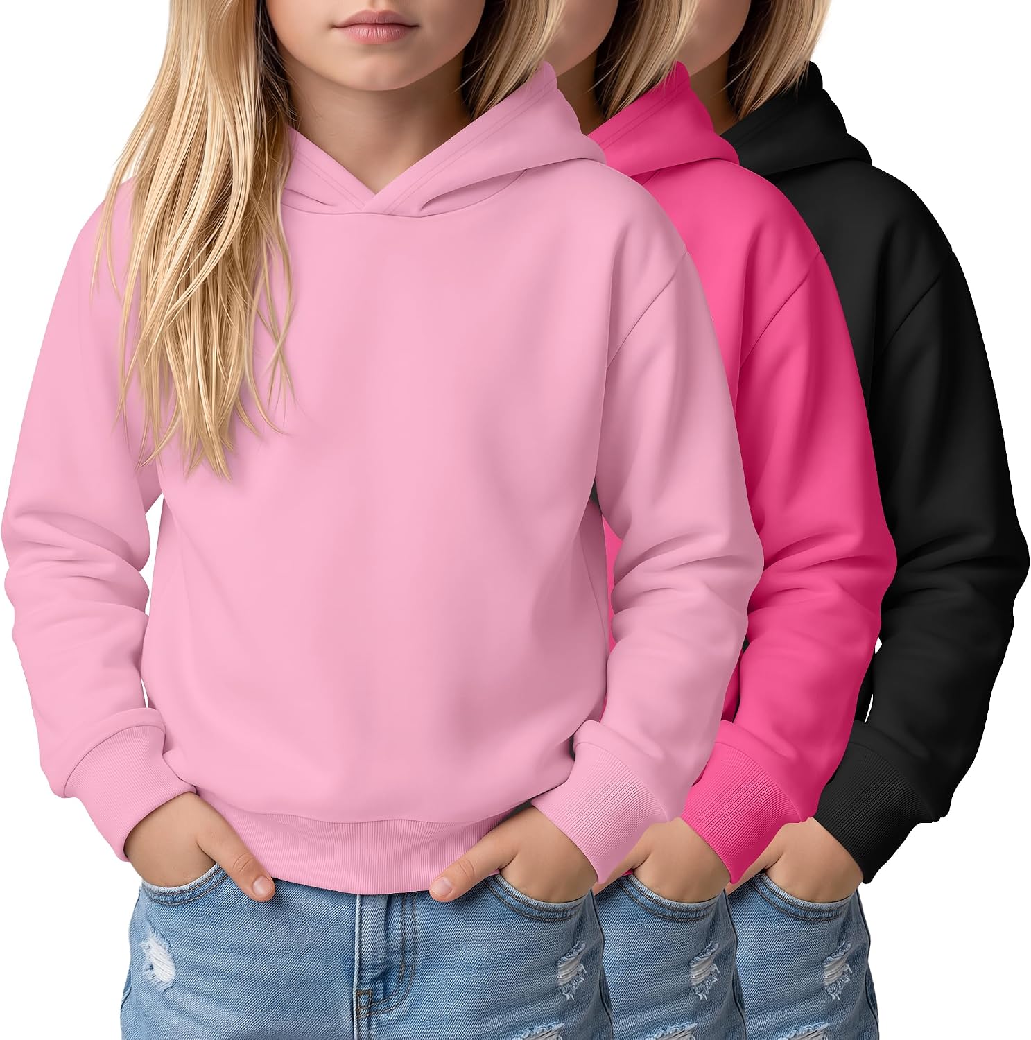 3 Pack Girl Pullover Hoodies Long Sleeve Sweatshirt
